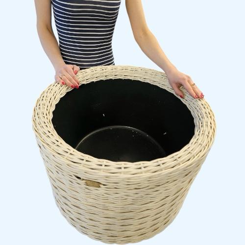 Кашпо из искусственного ротанга цилиндр белый-бри 45 л