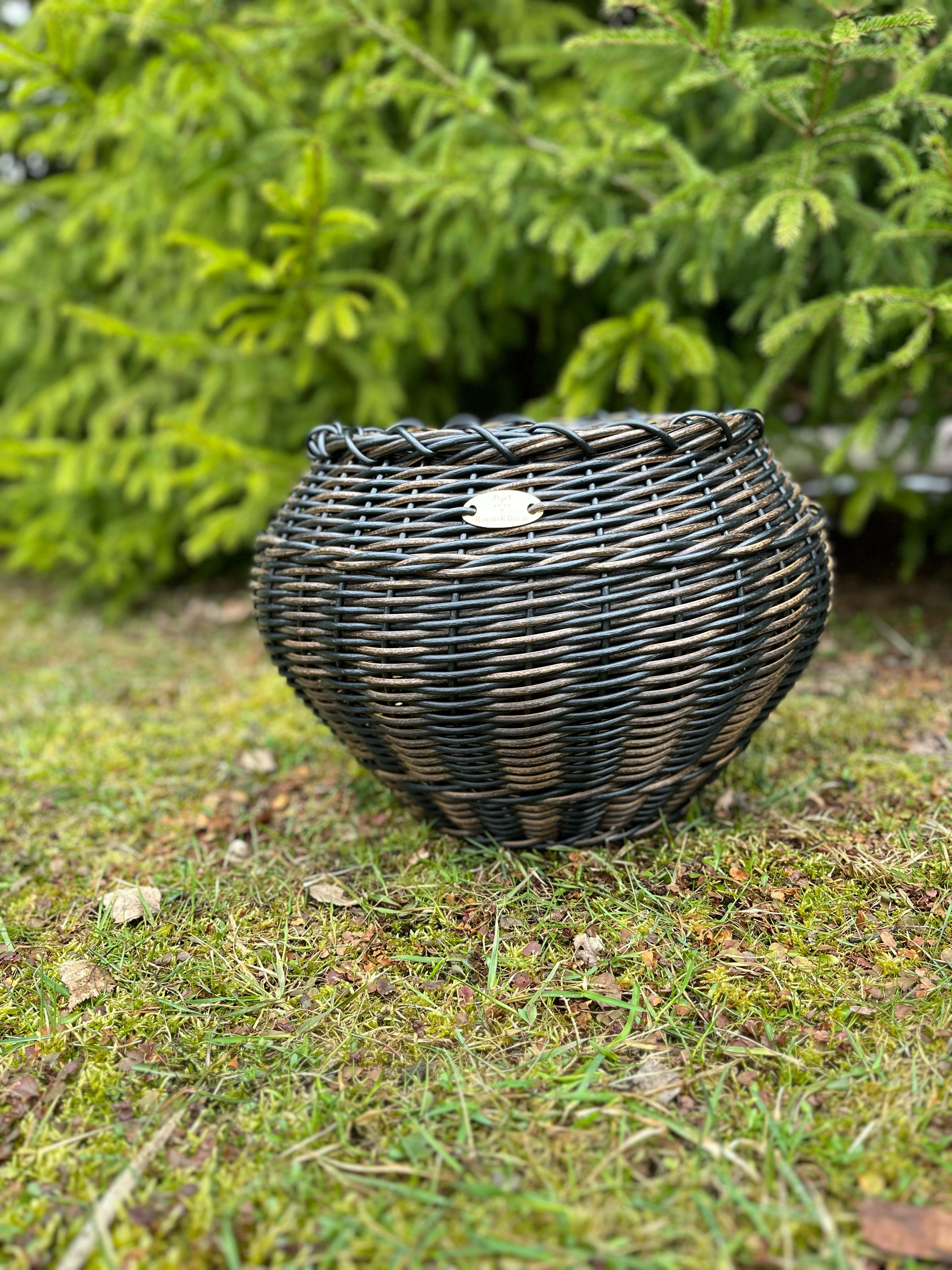 Кашпо из искусственного ротанга чугунок двухцветный 12 литров