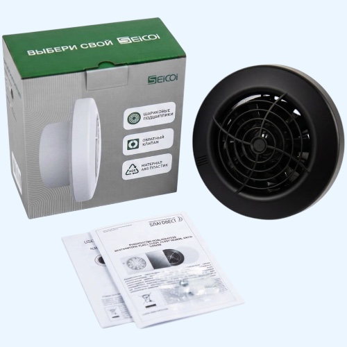 100 Matt black Ratio Seicoi Накладной вентилятор тонкий