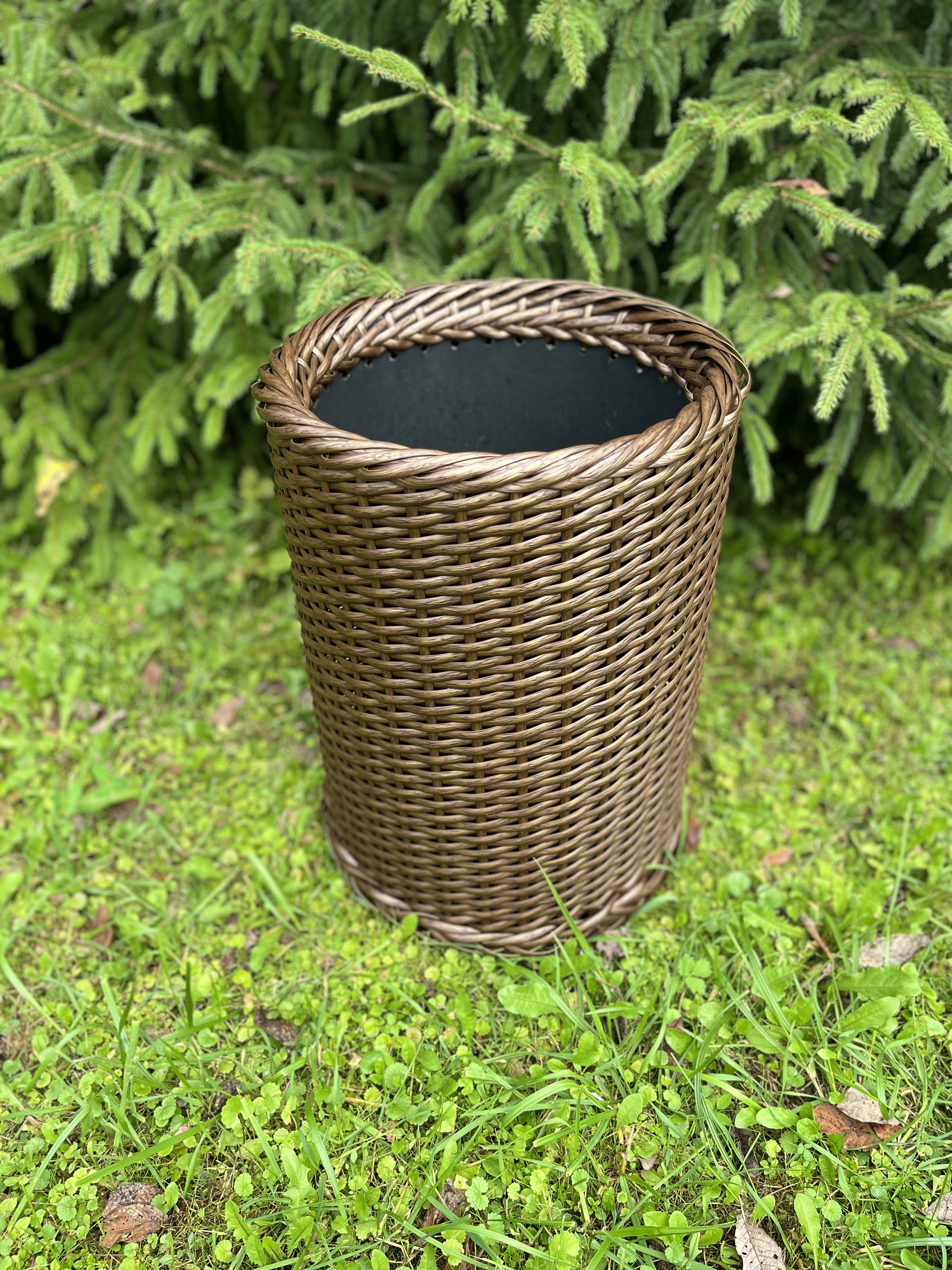 Кашпо цилиндр из искусственного ротанга бронзовый орех 32 литра