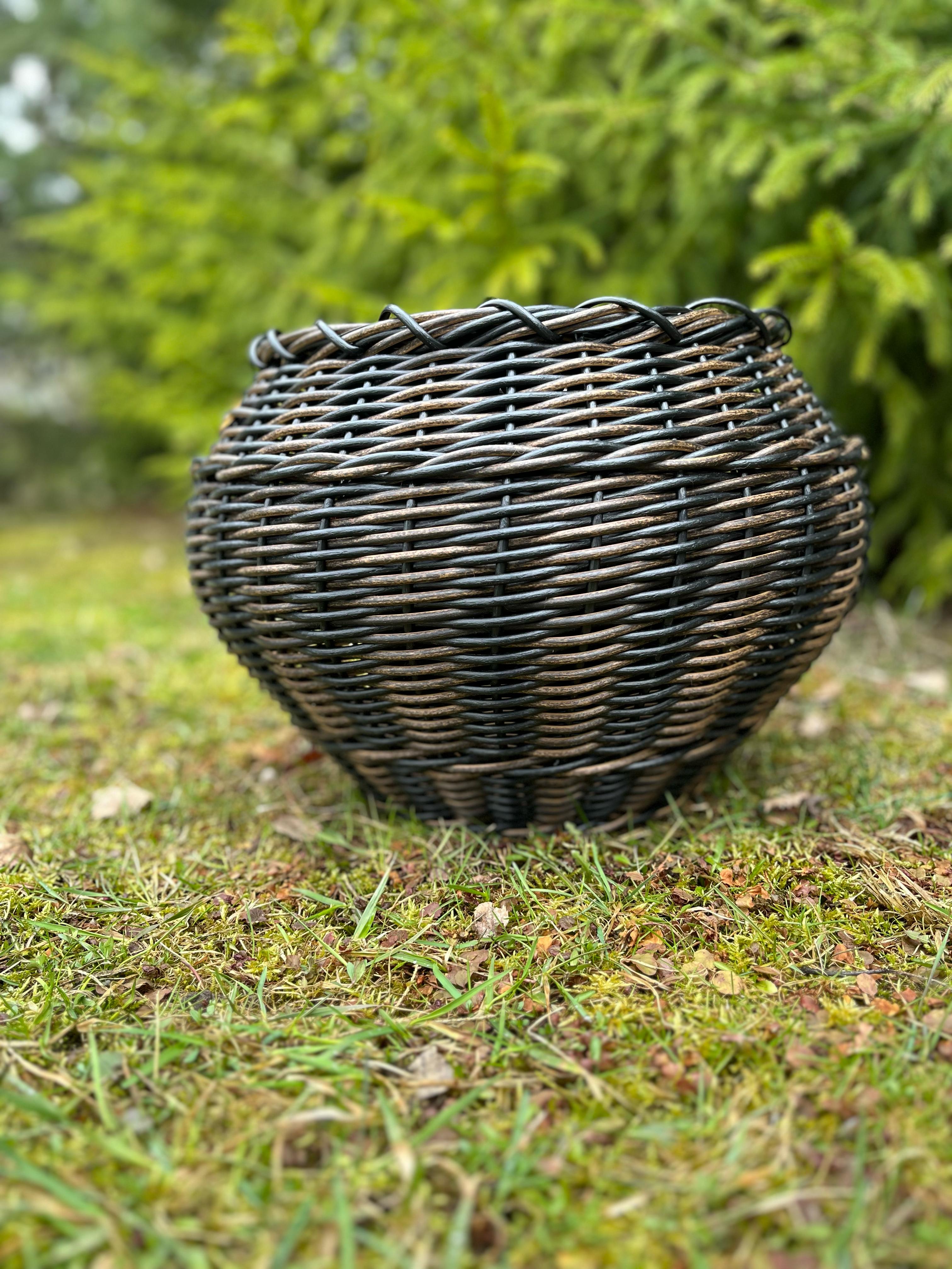 Кашпо из искусственного ротанга чугунок двухцветный 12 литров