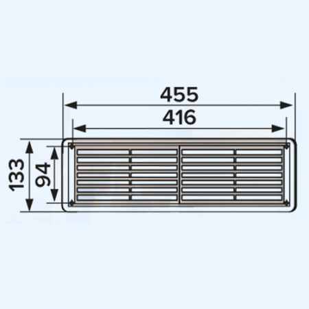 4513РП Beige (бежевый) фланец 432х117 переточная 455х133 ЭРА (ERA) Решетка вентиляционная РП пластик