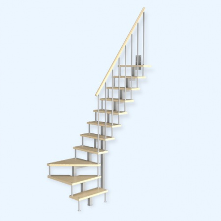 Компакт-Квадро 1/8 Лесенка Модульная малогабаритная лестница поворот на 90С h 2475-2700