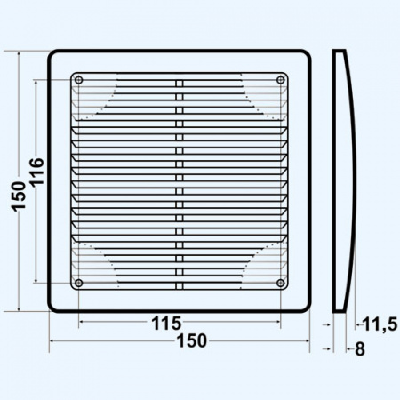 1515РРН Решетка вентиляционная РРН разъемная 150х150 ASA ERA STREETLINE