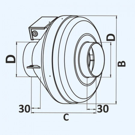 CYCLONE 250 ERA PRO Вентилятор канальный D250 центробежный пластиковый корпус CYCLONE 250 ERA PRO Вентилятор канальный D250 центробежный пластиковый корпус