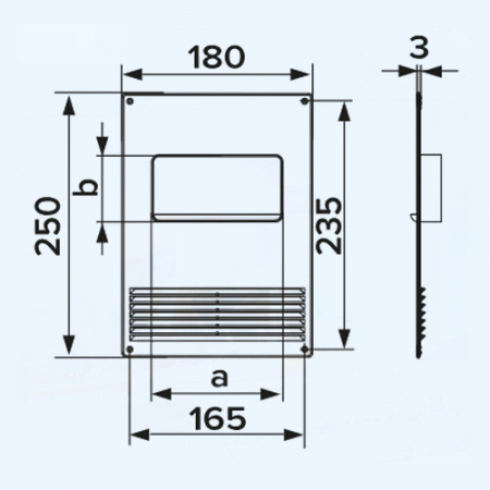 612ПТГР 120х60 ERA Площадка торцевая ПТГР фланец 60х120 горизонтальная решетка 180х250 пластик