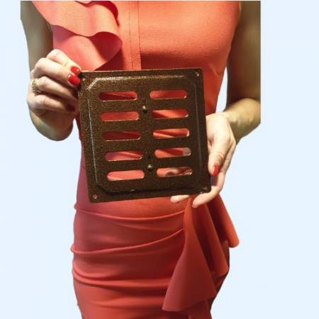 160х160 с задвижкой медь Решетка вентиляционная металлическая