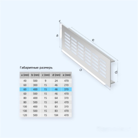 60х400 белая Благовест Вентиляционная решетка