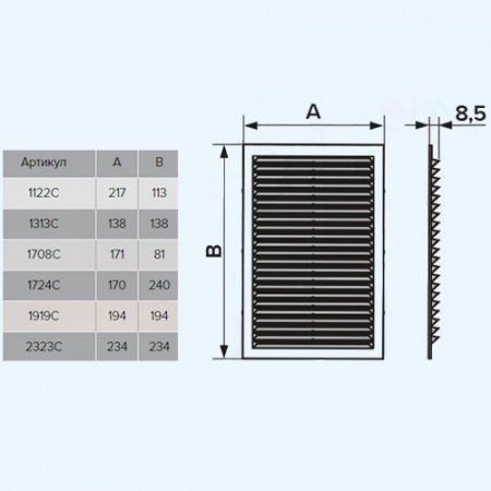 2323С Beige (бежевый) ERA Решетка вентиляционная С сетка 234х234 пластик