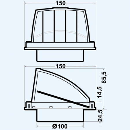 1515К10ФВ Выход стенной КФВ фланец D100 обр.клапан 150x150 ASA Brown (коричневый) ERA STREETLINE