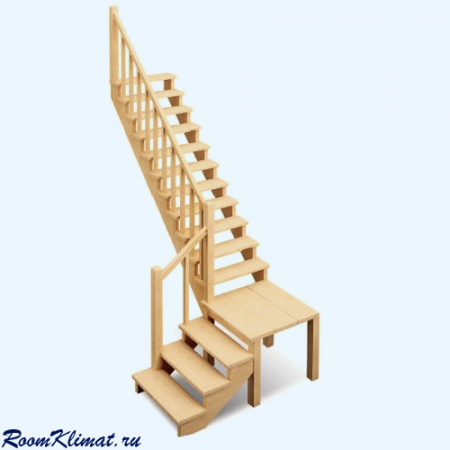 ЛЕС 08 универсальная Лесенка (поворот 90 градусов) Деревянная межэтажная лестница