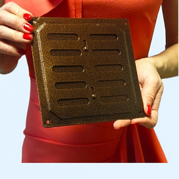 160х160 с задвижкой медь Решетка вентиляционная металлическая