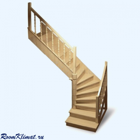 ЛЕС 02 универсальная Лесенка (поворот 90 градусов) Деревянная межэтажная лестница
