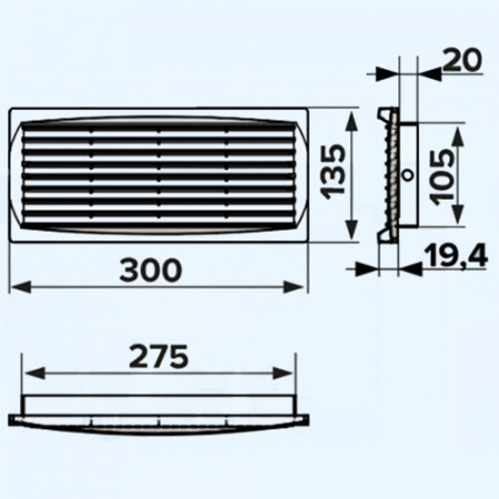 3013,5ДП Brown (коричневый) 300х135 ERA Вентиляционная пластиковая дверная решетка