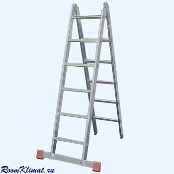 KRAUSE Trimatic 2х8 (129918) Лестница алюминиевая универсальная шарнирная двусторонняя с перекладинами