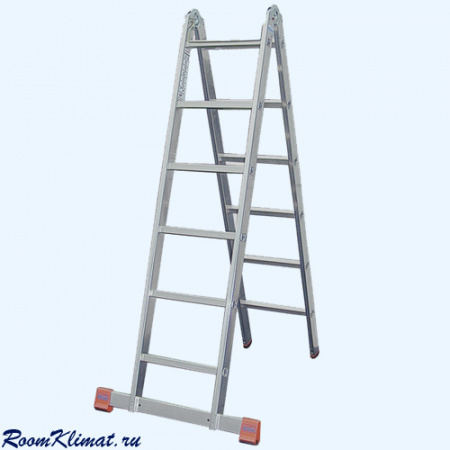KRAUSE Trimatic 2х8 (129918) Лестница алюминиевая универсальная шарнирная двусторонняя с перекладинами