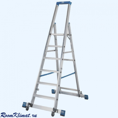 Передвижная лестница стремянка с траверсой и роликами Krause Stabilo 10 ступеней (127341)