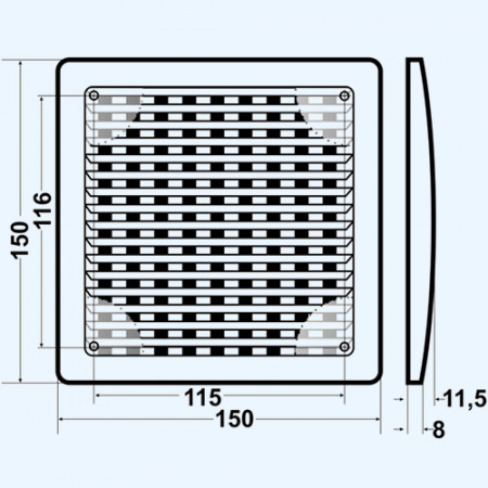 1515РРПН Решетка вентиляционная РРПН разъемная регулируемая 150х150 ASA Gray (серый) ERA STREETLINE