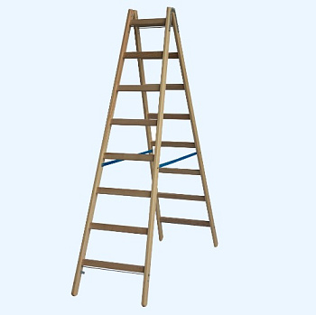 Деревянная двухсторонняя стремянка Krause с перекладинами 2х8 (170286)
