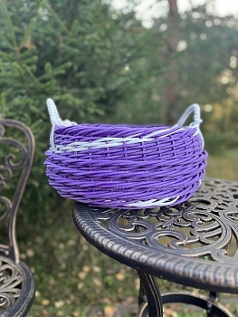 Кашпо цветочная корзина из искусственного ротанга лаванда 9 литров