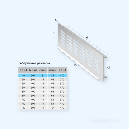 40х500 золото 2штуки Благовест Вентиляционная решетка