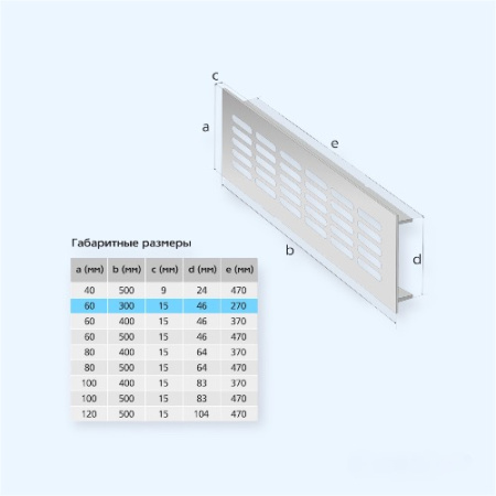 60х300 белая Благовест Вентиляционная решетка
