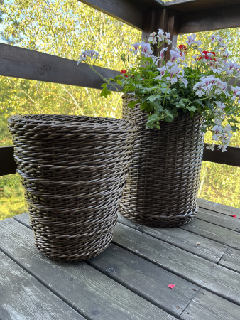 Кашпо конус из искусственного ротанга бронзовый орех 30 литров