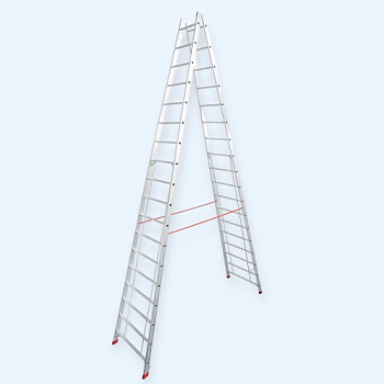Двусторонняя алюминиевая стремянка с перекладинами Krause 2х18 (801753)