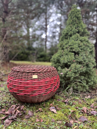 Кашпо из искусственного ротанга двухцветное бургунди 16л