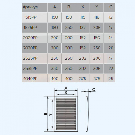 2030РР ERA Решетка вентиляционная РР разъемная 200х300 пластик