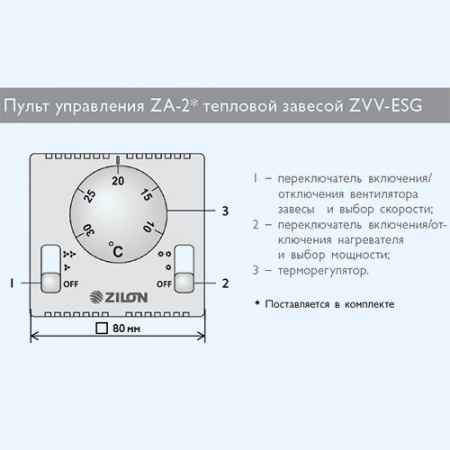 ZVV-1.5E9S Привратник 2.0 ZILON Электрическая тепловая завеса ZVV-1.5E9S Привратник 2.0 ZILON Электрическая тепловая завеса