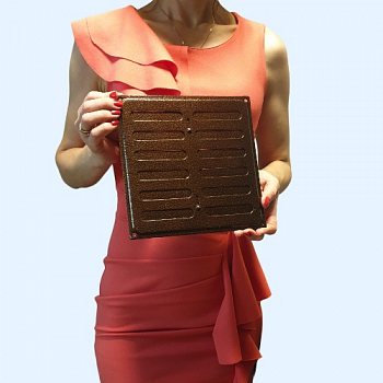 200x200 с задвижкой медь Решетка вентиляционная металлическая