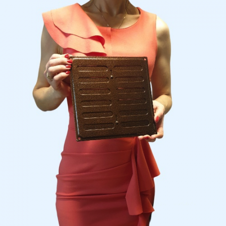 200x200 с задвижкой медь Решетка вентиляционная металлическая