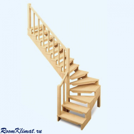 ЛЕС 09 универсальная Лесенка (поворот 90 градусов) Деревянная межэтажная лестница