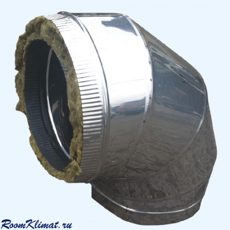 Дымоход сэндвич отвод 90° 0,5 оцинк - 0,5 оцинк диаметр 100/180