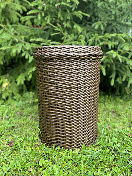 Кашпо цилиндр из искусственного ротанга бронзовый орех 32 литра