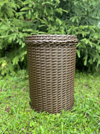 Кашпо цилиндр из искусственного ротанга бронзовый орех 32 литра