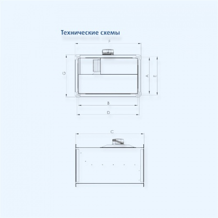 TKT 50-25 Sysimple Прямоугольный канальный вентилятор с вперед загнутыми лопатками