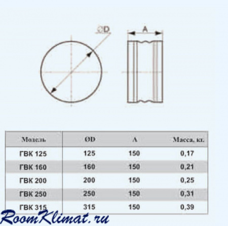Airone ГВК 160 Гибкая вставка для круглого воздуховода