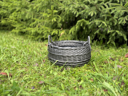 Кашпо цветочная корзина из искусственного ротанга серебряный дуб 9 литров