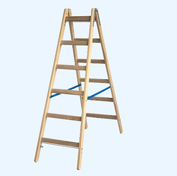 Деревянная двухсторонняя стремянка Krause с перекладинами 2х6 (170262)