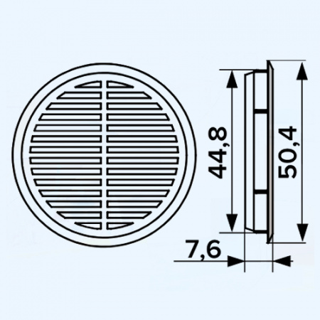 05ДП 1/4 ERA Решетка вентиляционная ДП фланец D45 переточная D50 пластик