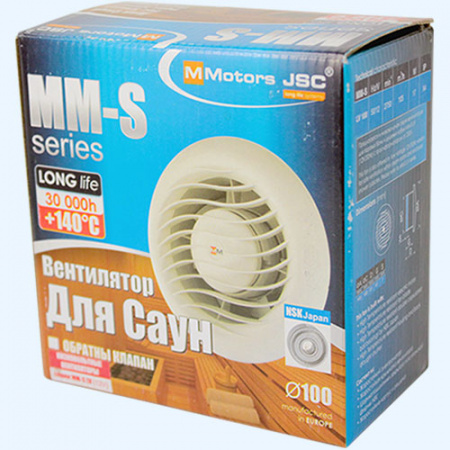 ММ-S 100 с ОК MMotors Вентилятор накладной высокотемпературный для саун и бань с обратным клапаном