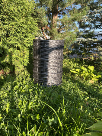 Кашпо цилиндр из искусственного ротанга серебряный дуб 24 литра