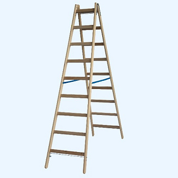 Деревянная двухсторонняя стремянка Krause с перекладинами 2х9 (170293)