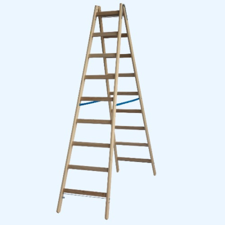 Деревянная двухсторонняя стремянка Krause с перекладинами 2х9 (170293)