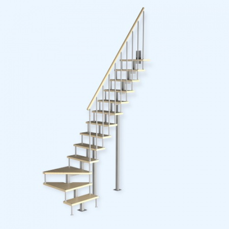 Компакт-Квадро 1/10 Лесенка Модульная малогабаритная лестница поворот на 90С h 2925-3150