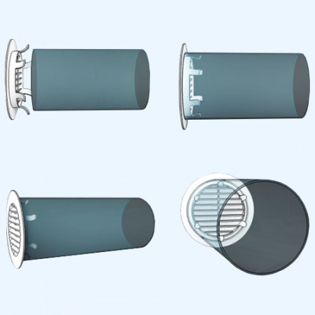 10RKL ERA Решетка вентиляционная RKL фланец D100 распорки D125 пластик