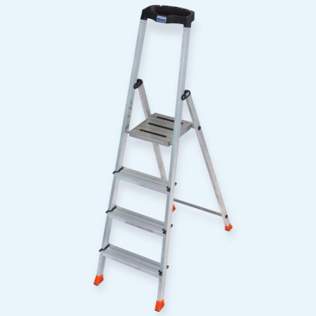 KRAUSE MONTO SAFETY 4 ступеней (128942) Алюминиевая стремянка с полкой для инструмента