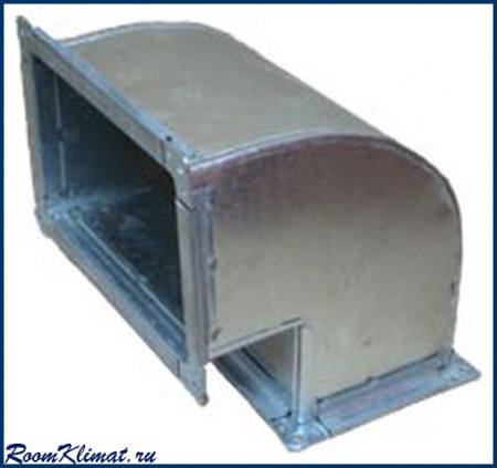 Прямоугольный вертикальный отвод 90° из оцинкованной стали 600х350